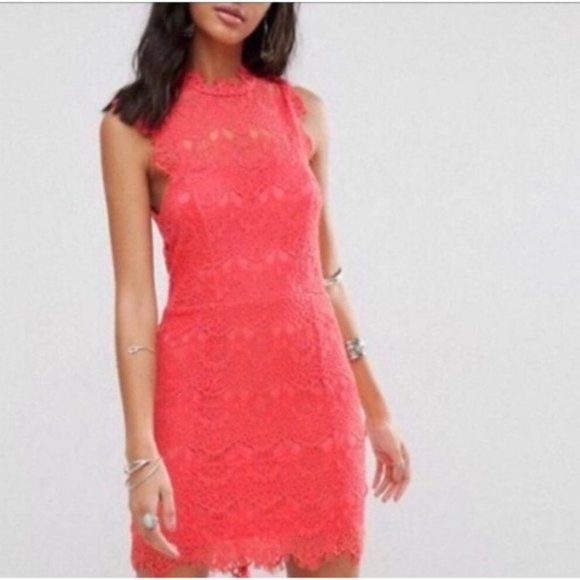 Free People Daydreamer Coral Lace Mini Dress Med - Picture 4 of 12